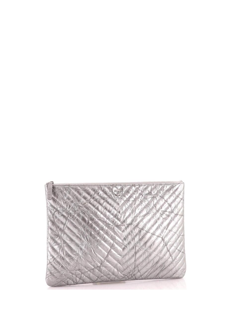 Chanel O Case Clutch Chevron Crumpled #364723C16B - Picture 2 of 6